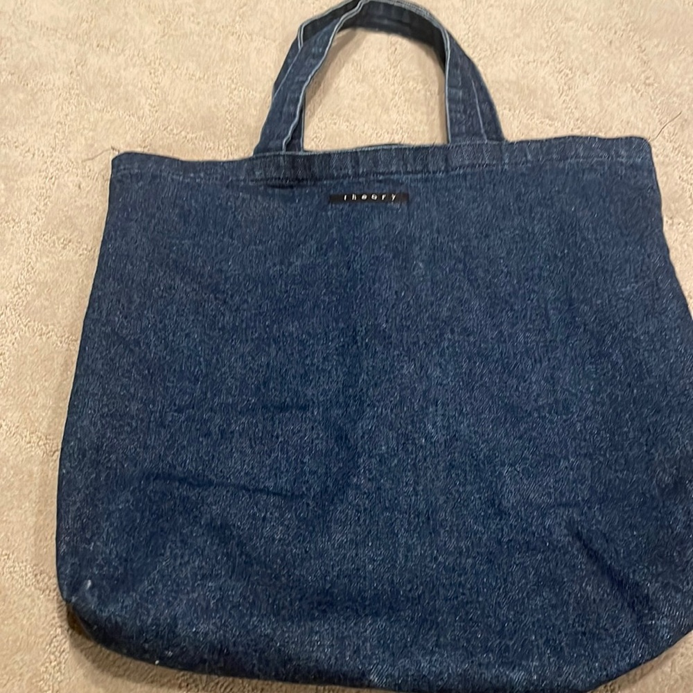 Theory blue denim tote bag